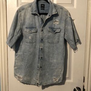 Zara Blue Casual Button Down Shirt